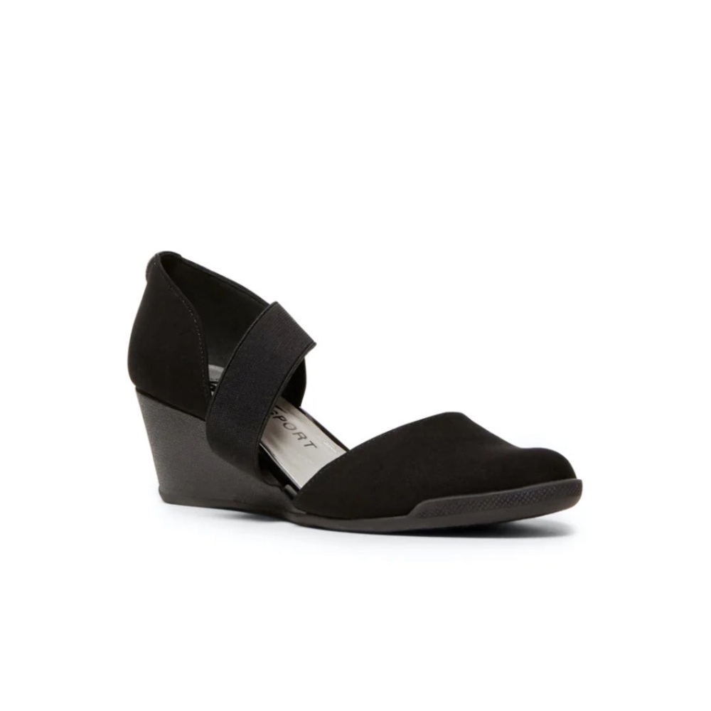 Anne Klein Black Tara Strap d'Orsay Wedge